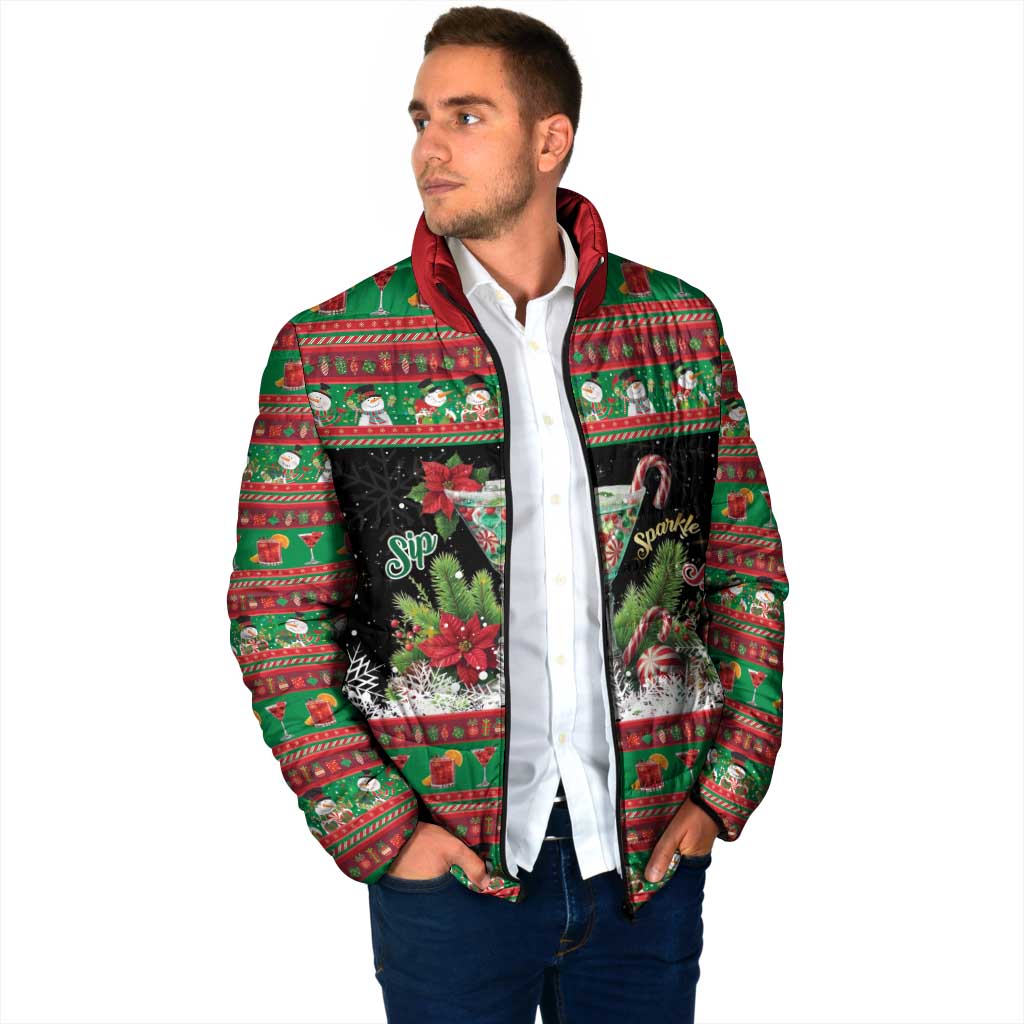 Sip Sparkle Sleigh Christmas Margarita Padded Jacket Funny Christmas Spirit - Wonder Print Shop