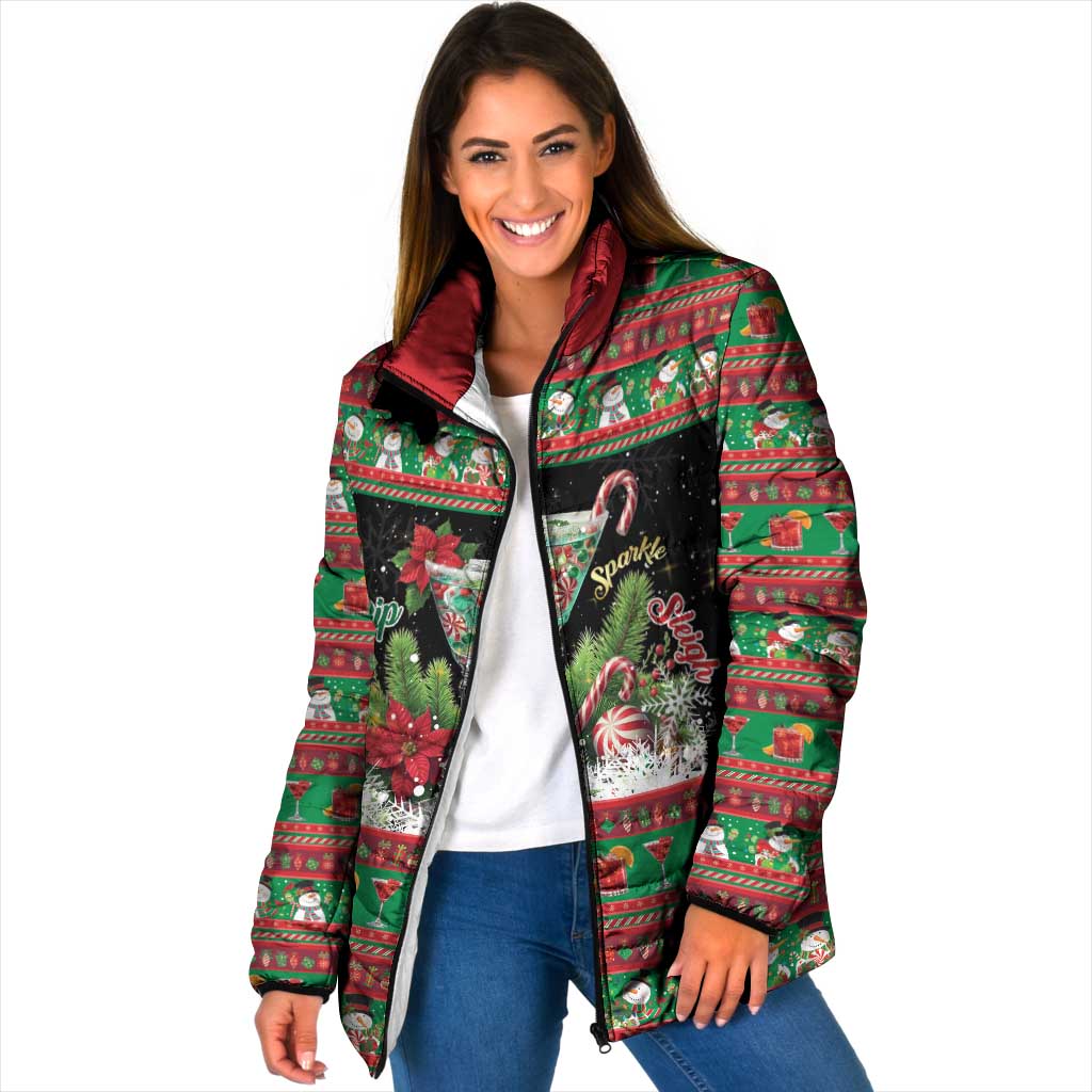 Sip Sparkle Sleigh Christmas Margarita Padded Jacket Funny Christmas Spirit - Wonder Print Shop