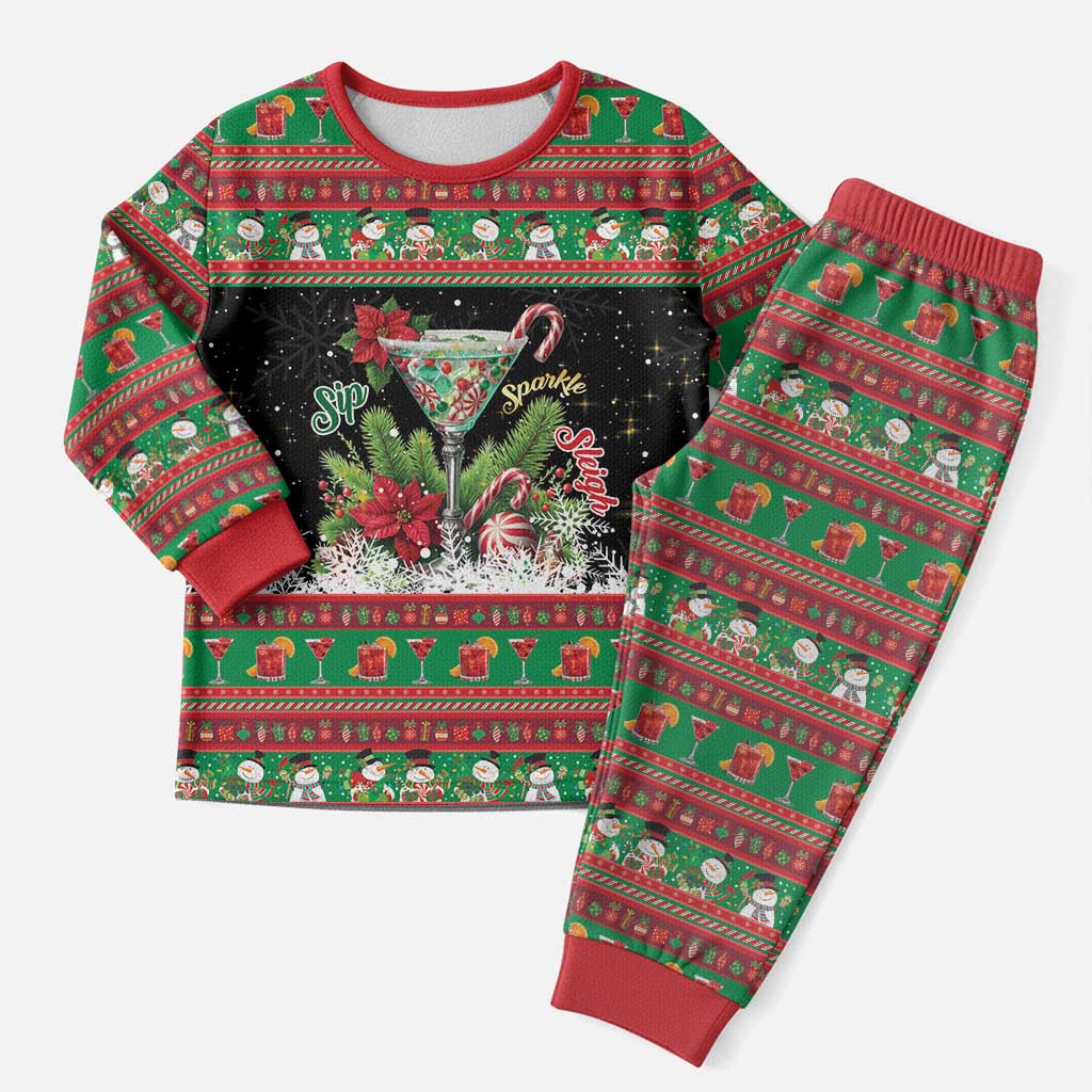 Sip Sparkle Sleigh Christmas Margarita Christmas Pajama Set Funny Christmas Spirit - Wonder Print Shop