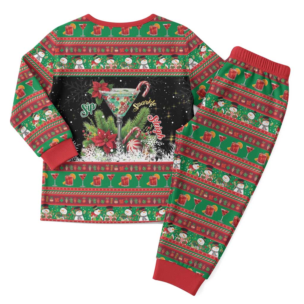 Sip Sparkle Sleigh Christmas Margarita Christmas Pajama Set Funny Christmas Spirit - Wonder Print Shop