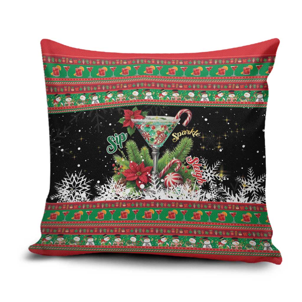 Sip Sparkle Sleigh Christmas Margarita Pillow Cover Funny Christmas Spirit - Wonder Print Shop