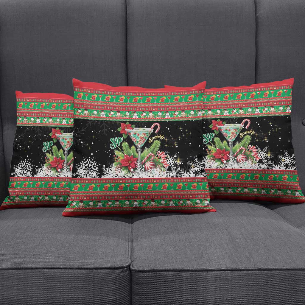 Sip Sparkle Sleigh Christmas Margarita Pillow Cover Funny Christmas Spirit - Wonder Print Shop