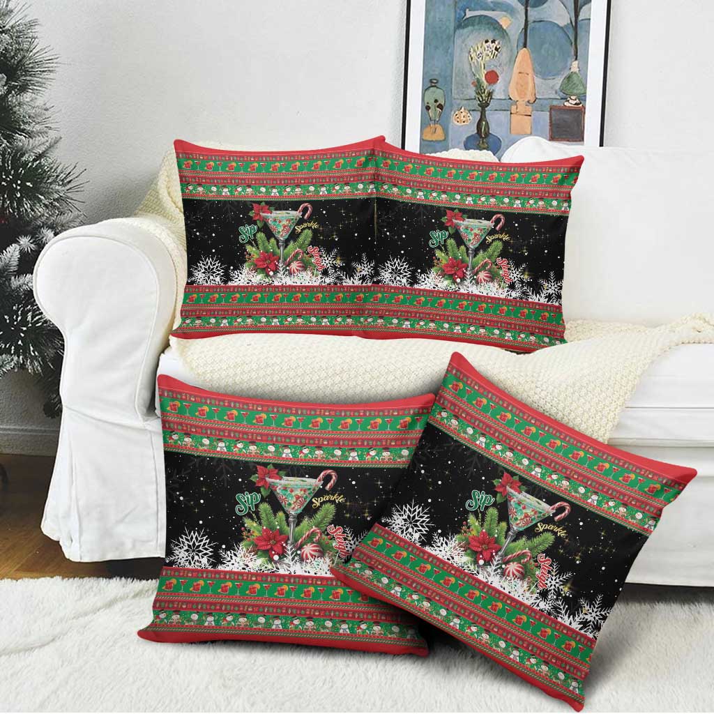 Sip Sparkle Sleigh Christmas Margarita Pillow Cover Funny Christmas Spirit - Wonder Print Shop