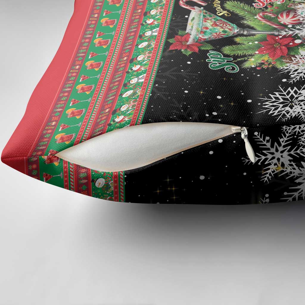 Sip Sparkle Sleigh Christmas Margarita Pillow Cover Funny Christmas Spirit - Wonder Print Shop