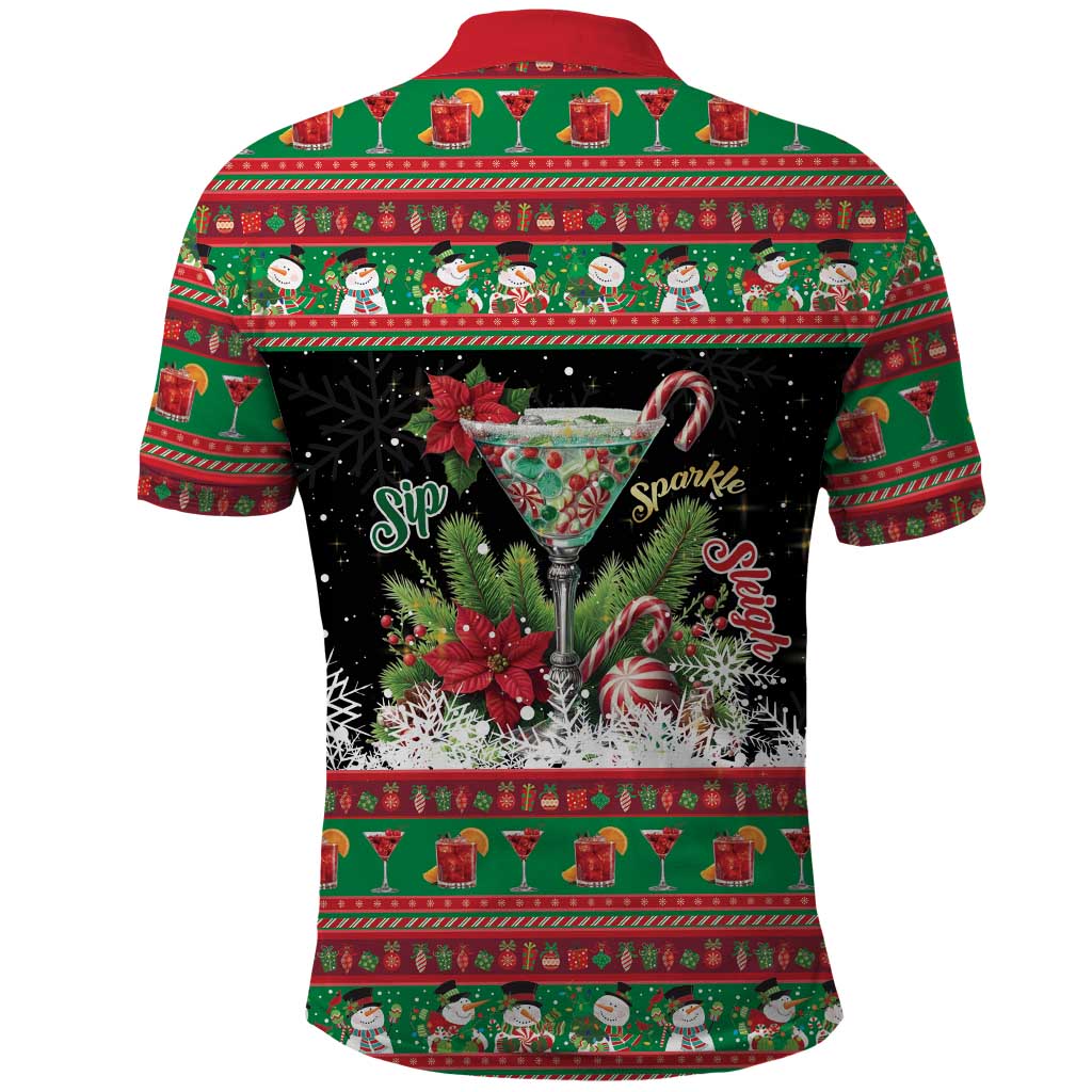 Sip Sparkle Sleigh Christmas Margarita Polo Shirt Funny Christmas Spirit - Wonder Print Shop