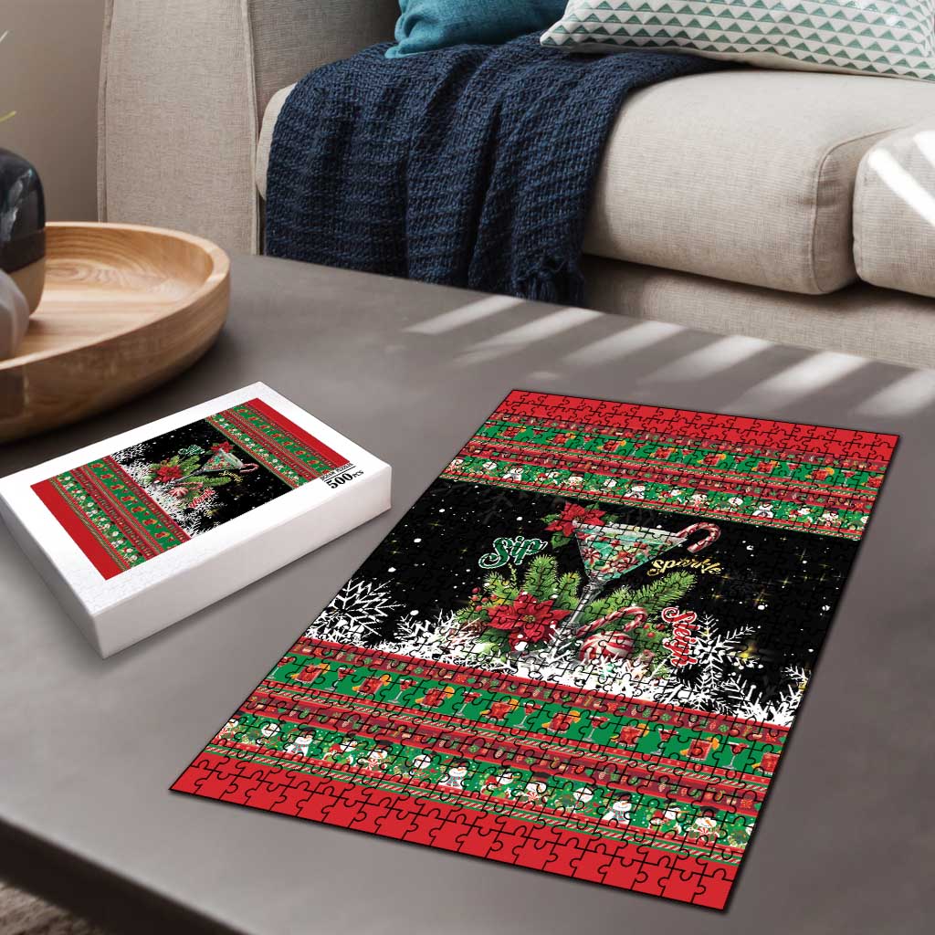 Sip Sparkle Sleigh Christmas Margarita Puzzle Funny Christmas Spirit - Wonder Print Shop