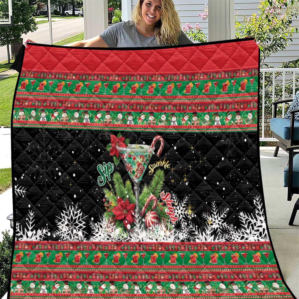 Sip Sparkle Sleigh Christmas Margarita Quilt Funny Christmas Spirit - Wonder Print Shop