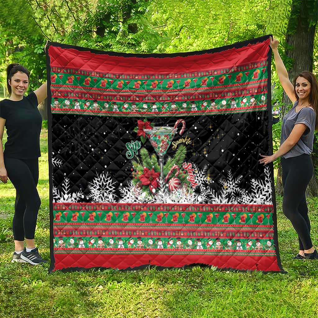 Sip Sparkle Sleigh Christmas Margarita Quilt Funny Christmas Spirit - Wonder Print Shop