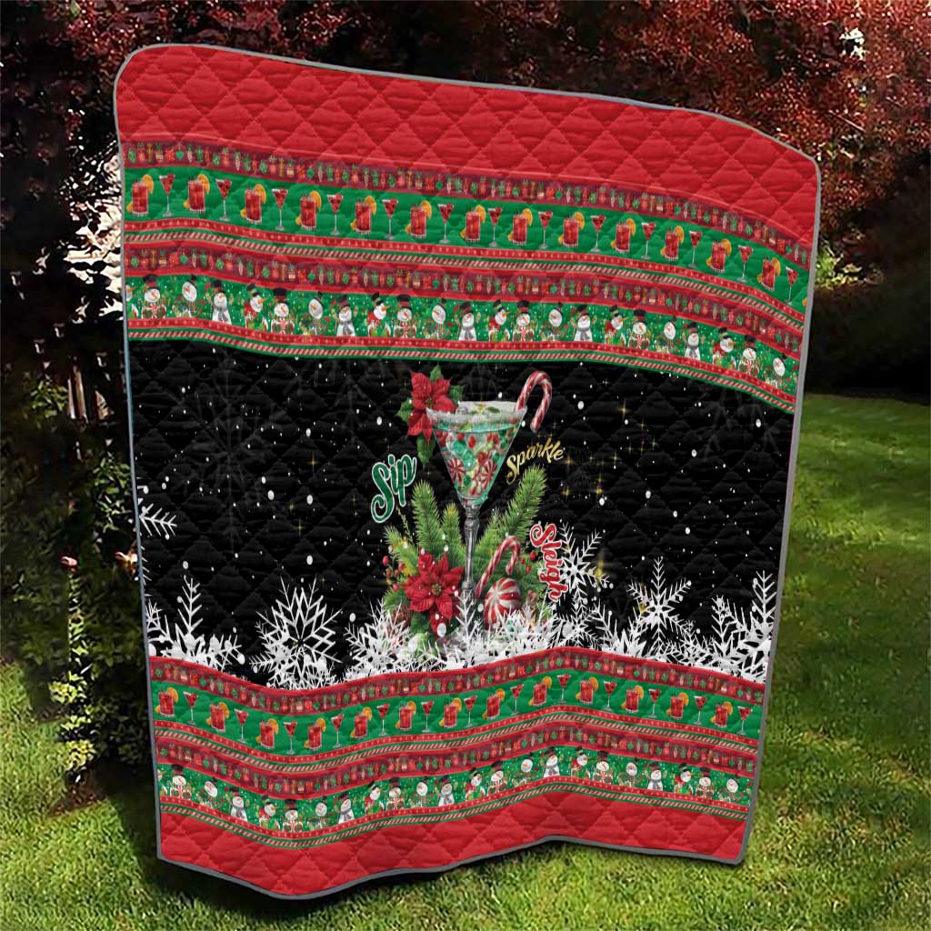 Sip Sparkle Sleigh Christmas Margarita Quilt Funny Christmas Spirit - Wonder Print Shop