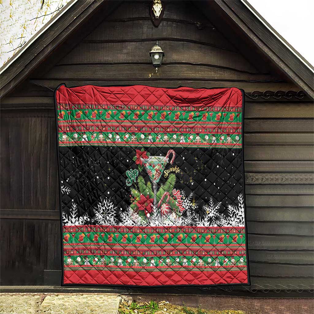 Sip Sparkle Sleigh Christmas Margarita Quilt Funny Christmas Spirit - Wonder Print Shop
