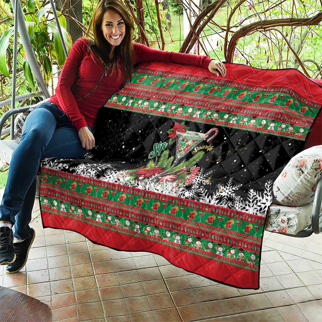 Sip Sparkle Sleigh Christmas Margarita Quilt Funny Christmas Spirit - Wonder Print Shop