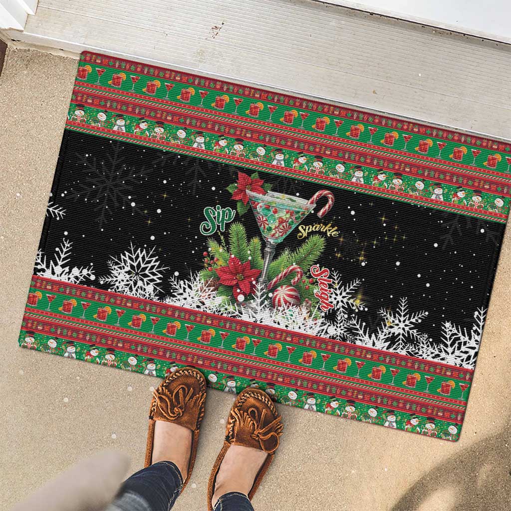 Sip Sparkle Sleigh Christmas Margarita Rubber Doormat Funny Christmas Spirit - Wonder Print Shop