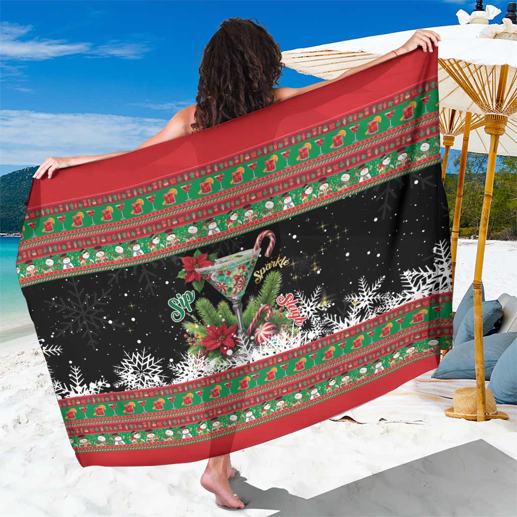 Sip Sparkle Sleigh Christmas Margarita Sarong Funny Christmas Spirit - Wonder Print Shop