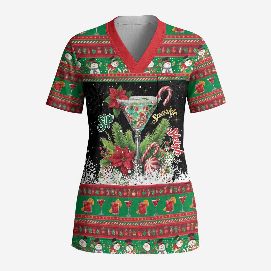 Sip Sparkle Sleigh Christmas Margarita Scrub Top Funny Christmas Spirit - Wonder Print Shop