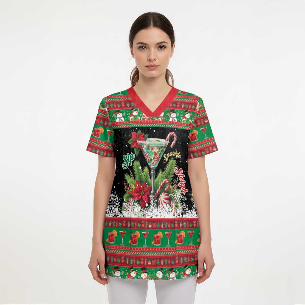 Sip Sparkle Sleigh Christmas Margarita Scrub Top Funny Christmas Spirit - Wonder Print Shop
