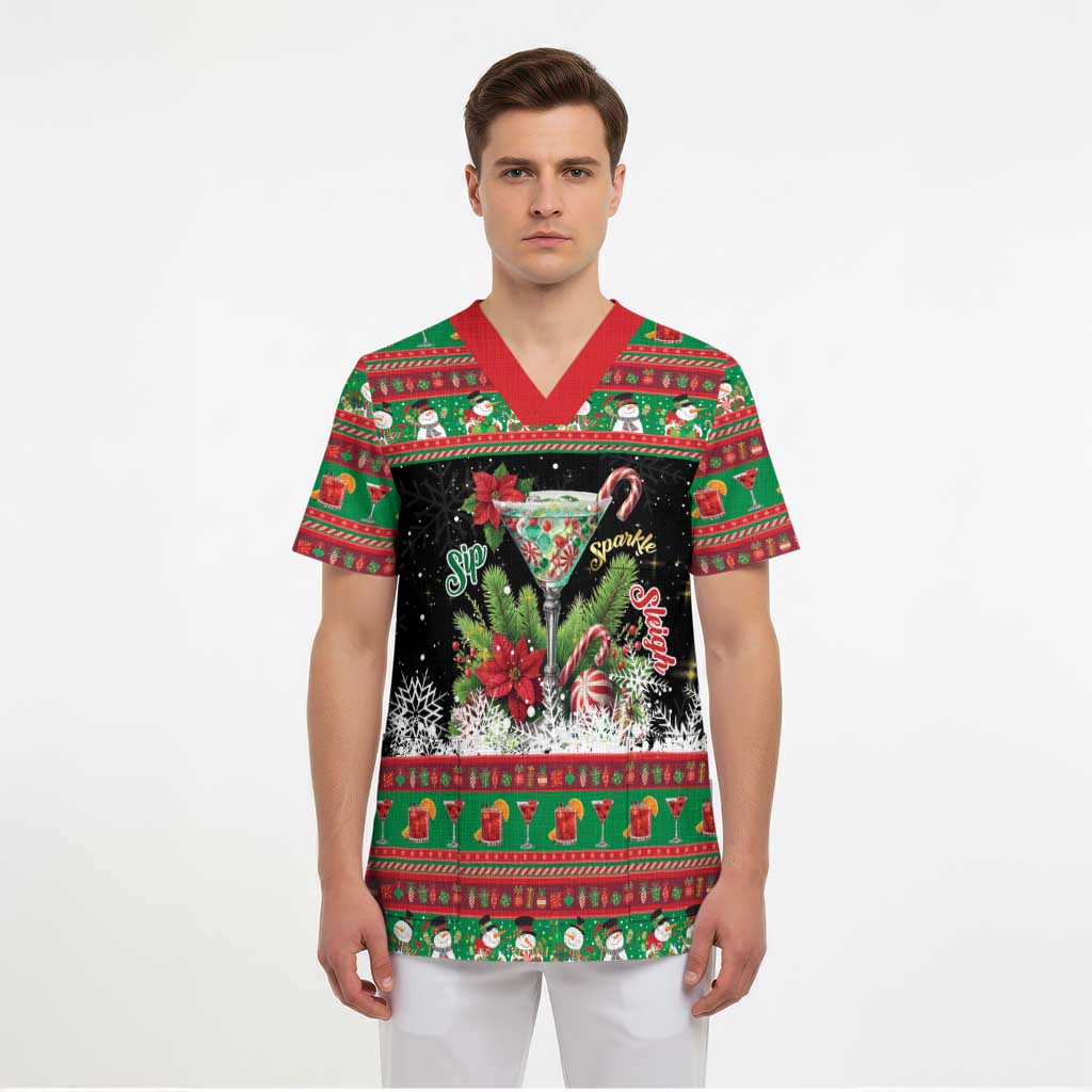 Sip Sparkle Sleigh Christmas Margarita Scrub Top Funny Christmas Spirit - Wonder Print Shop