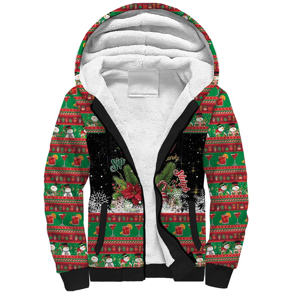 Sip Sparkle Sleigh Christmas Margarita Sherpa Hoodie Funny Christmas Spirit - Wonder Print Shop