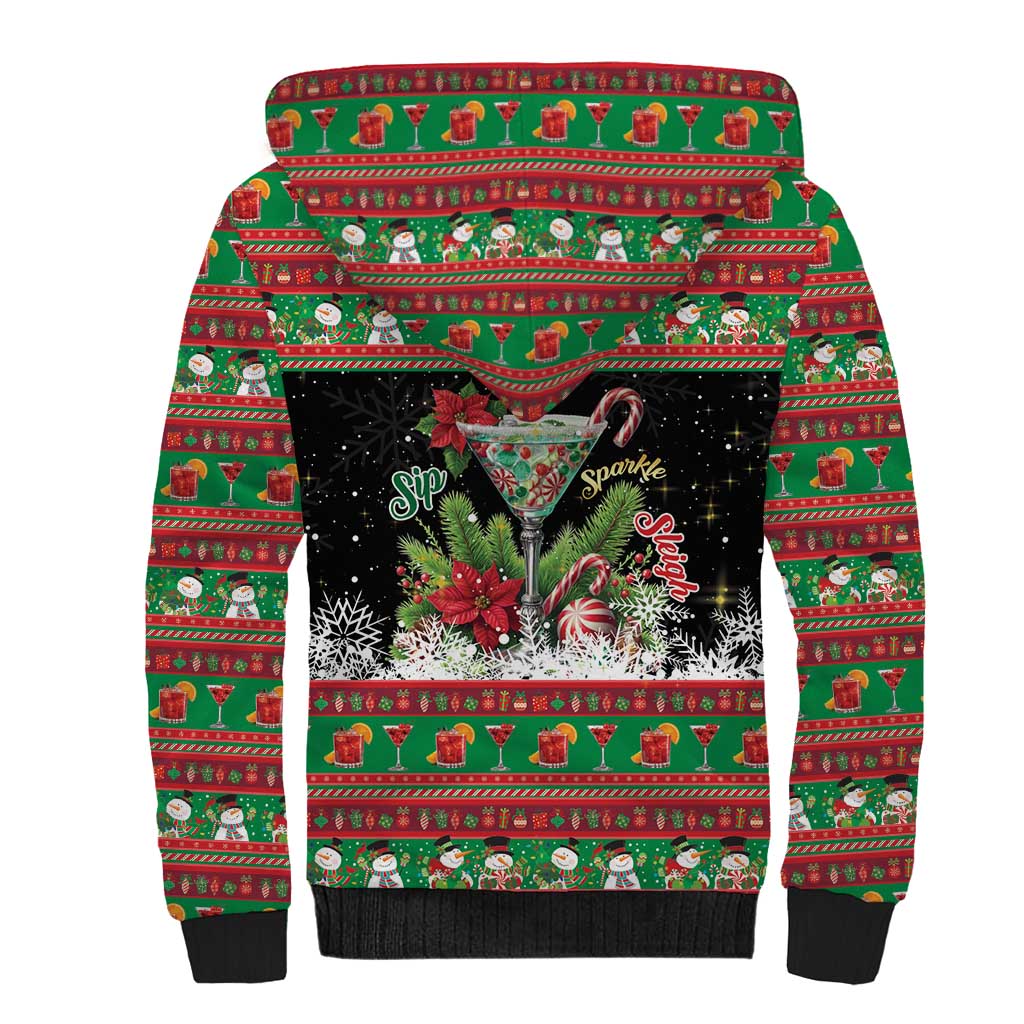 Sip Sparkle Sleigh Christmas Margarita Sherpa Hoodie Funny Christmas Spirit - Wonder Print Shop