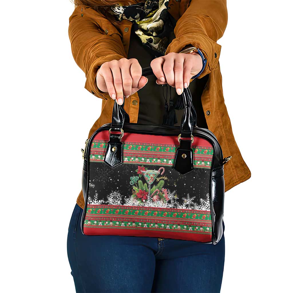 Sip Sparkle Sleigh Christmas Margarita Shoulder Handbag Funny Christmas Spirit - Wonder Print Shop