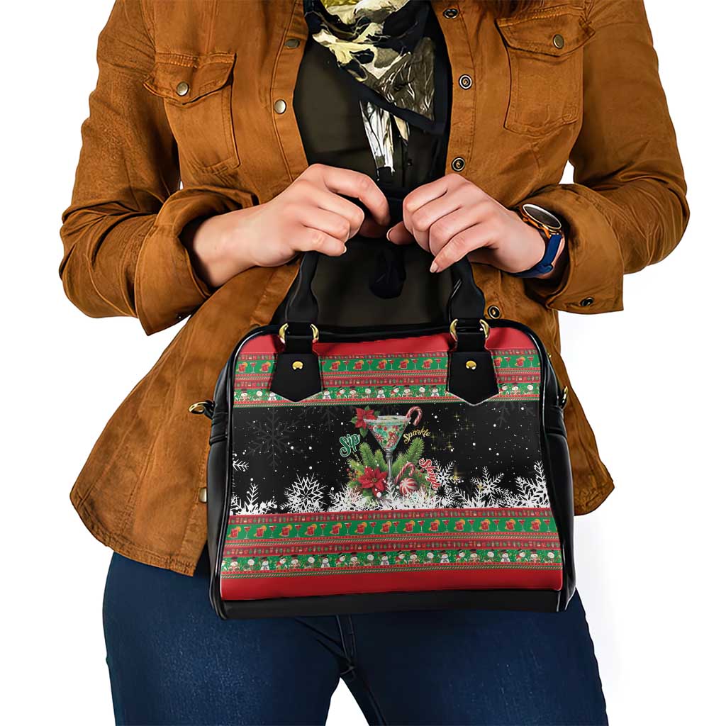 Sip Sparkle Sleigh Christmas Margarita Shoulder Handbag Funny Christmas Spirit - Wonder Print Shop
