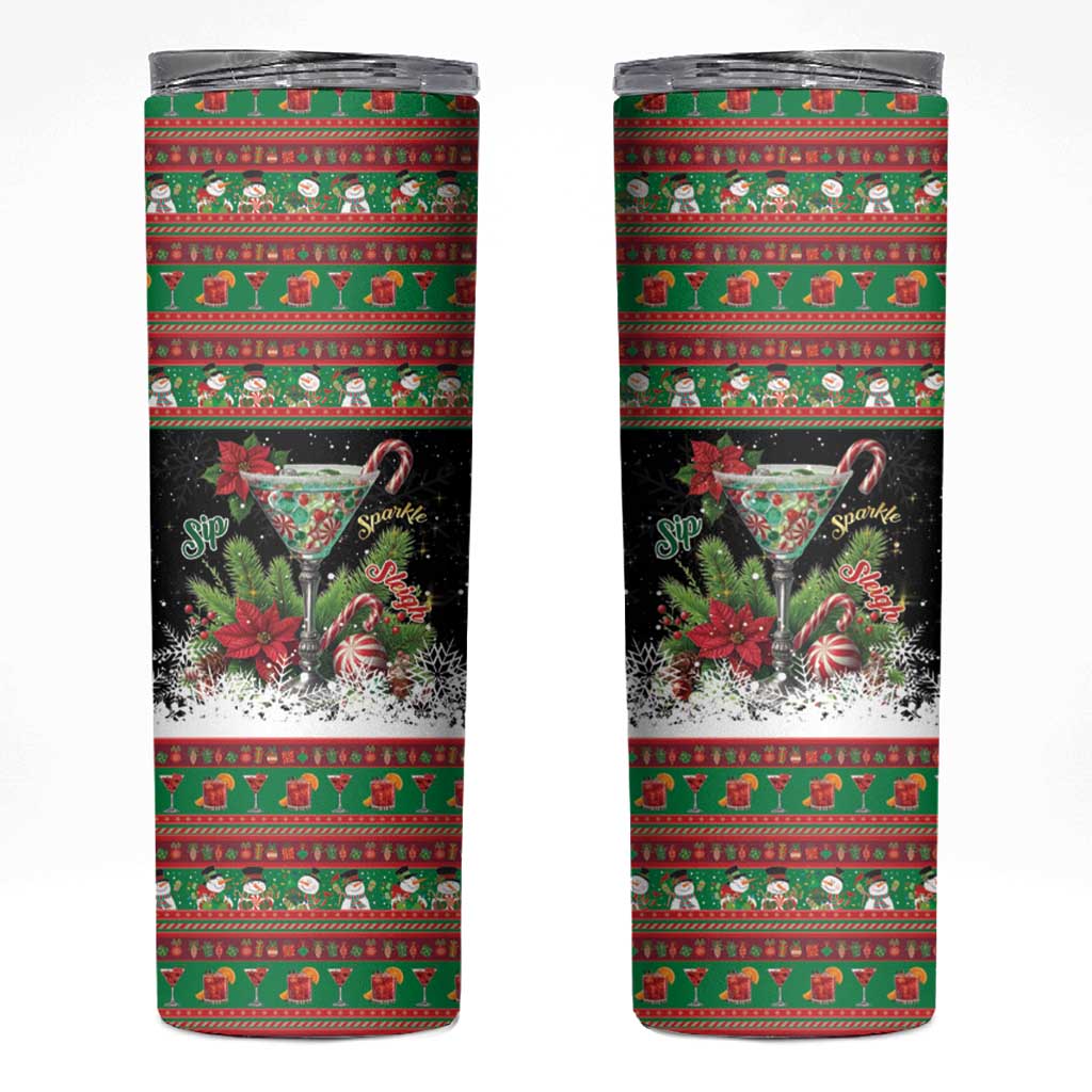 Sip Sparkle Sleigh Christmas Margarita Skinny Tumbler Funny Christmas Spirit - Wonder Print Shop
