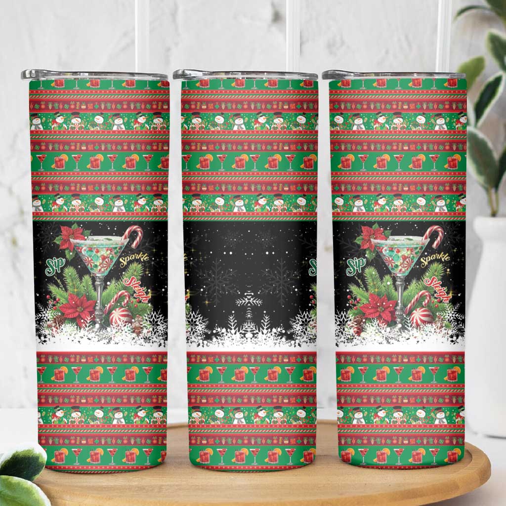 Sip Sparkle Sleigh Christmas Margarita Skinny Tumbler Funny Christmas Spirit - Wonder Print Shop