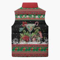 Sip Sparkle Sleigh Christmas Margarita Sleeveless Puffer Jacket Funny Christmas Spirit - Wonder Print Shop