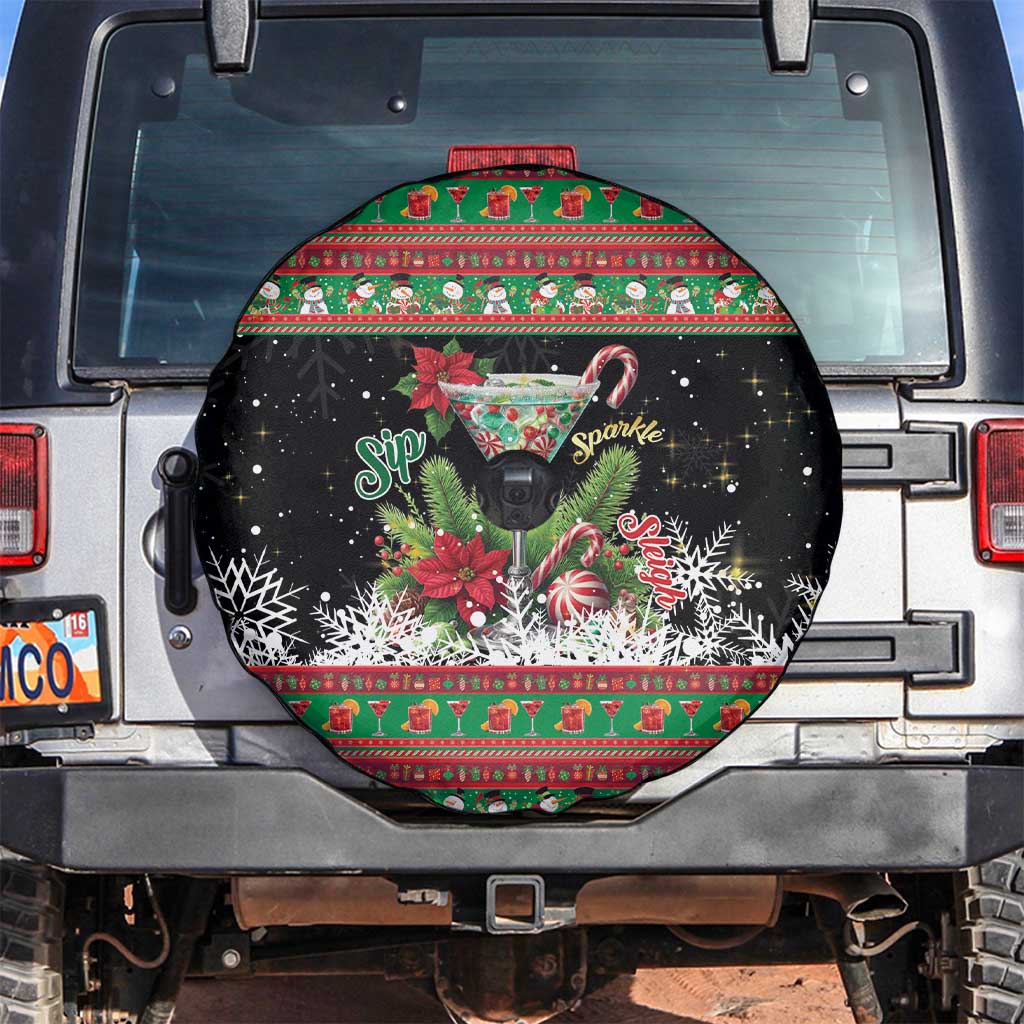Sip Sparkle Sleigh Christmas Margarita Spare Tire Cover Funny Christmas Spirit - Wonder Print Shop