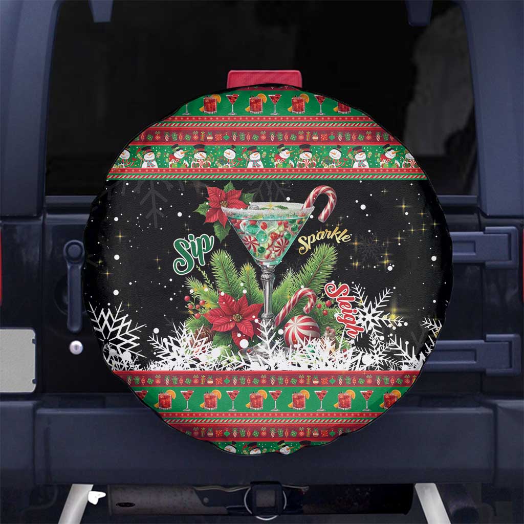 Sip Sparkle Sleigh Christmas Margarita Spare Tire Cover Funny Christmas Spirit - Wonder Print Shop