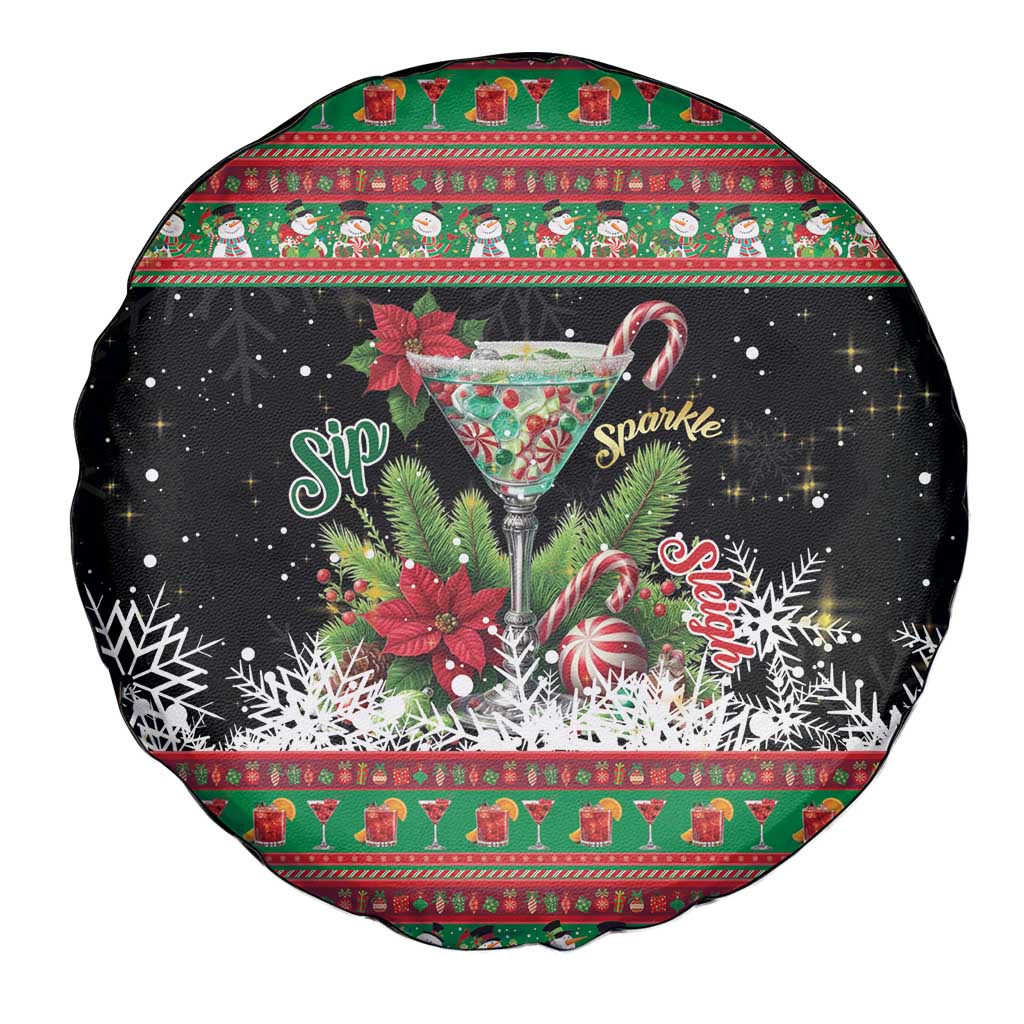 Sip Sparkle Sleigh Christmas Margarita Spare Tire Cover Funny Christmas Spirit - Wonder Print Shop