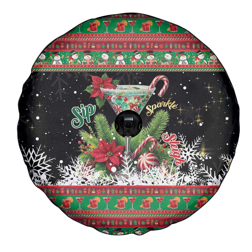 Sip Sparkle Sleigh Christmas Margarita Spare Tire Cover Funny Christmas Spirit - Wonder Print Shop