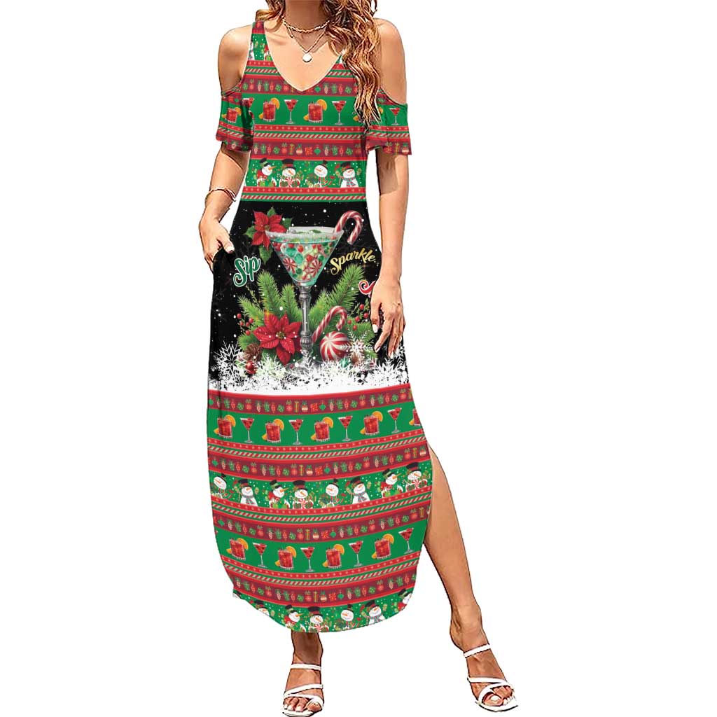 Sip Sparkle Sleigh Christmas Margarita Summer Maxi Dress Funny Christmas Spirit - Wonder Print Shop