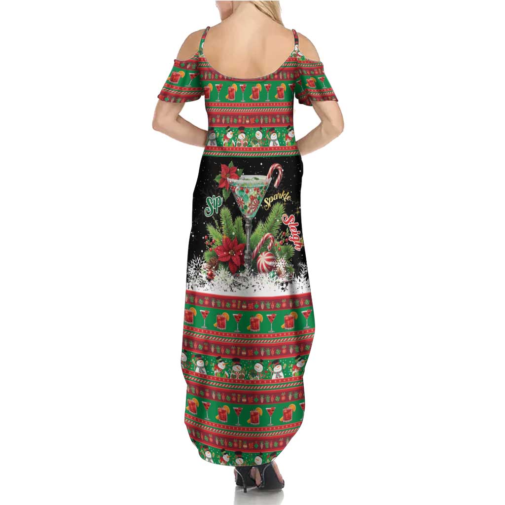 Sip Sparkle Sleigh Christmas Margarita Summer Maxi Dress Funny Christmas  Spirit