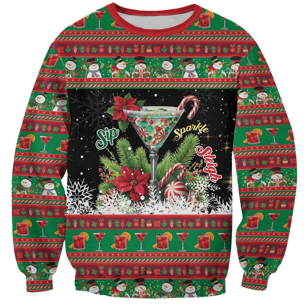 Sip Sparkle Sleigh Christmas Margarita Sweatshirt Funny Christmas Spirit - Wonder Print Shop