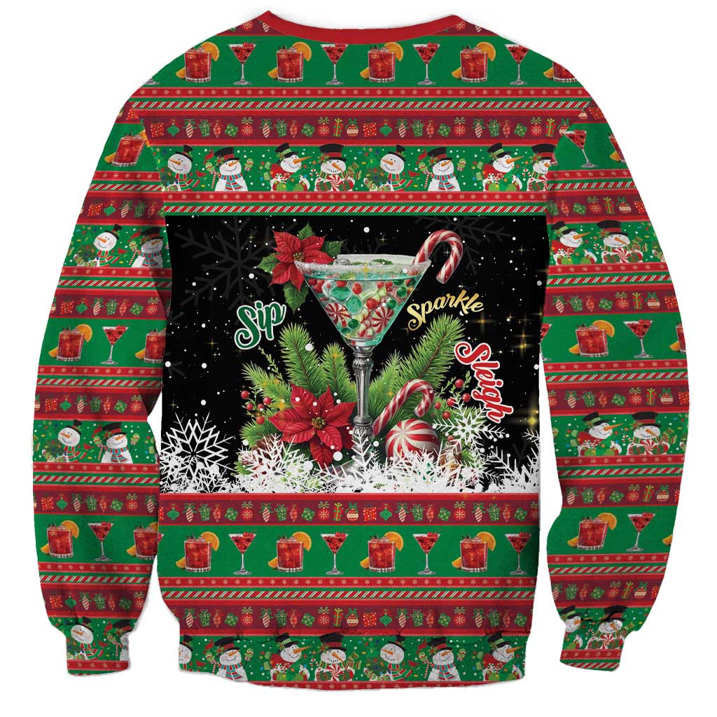 Sip Sparkle Sleigh Christmas Margarita Sweatshirt Funny Christmas Spirit - Wonder Print Shop