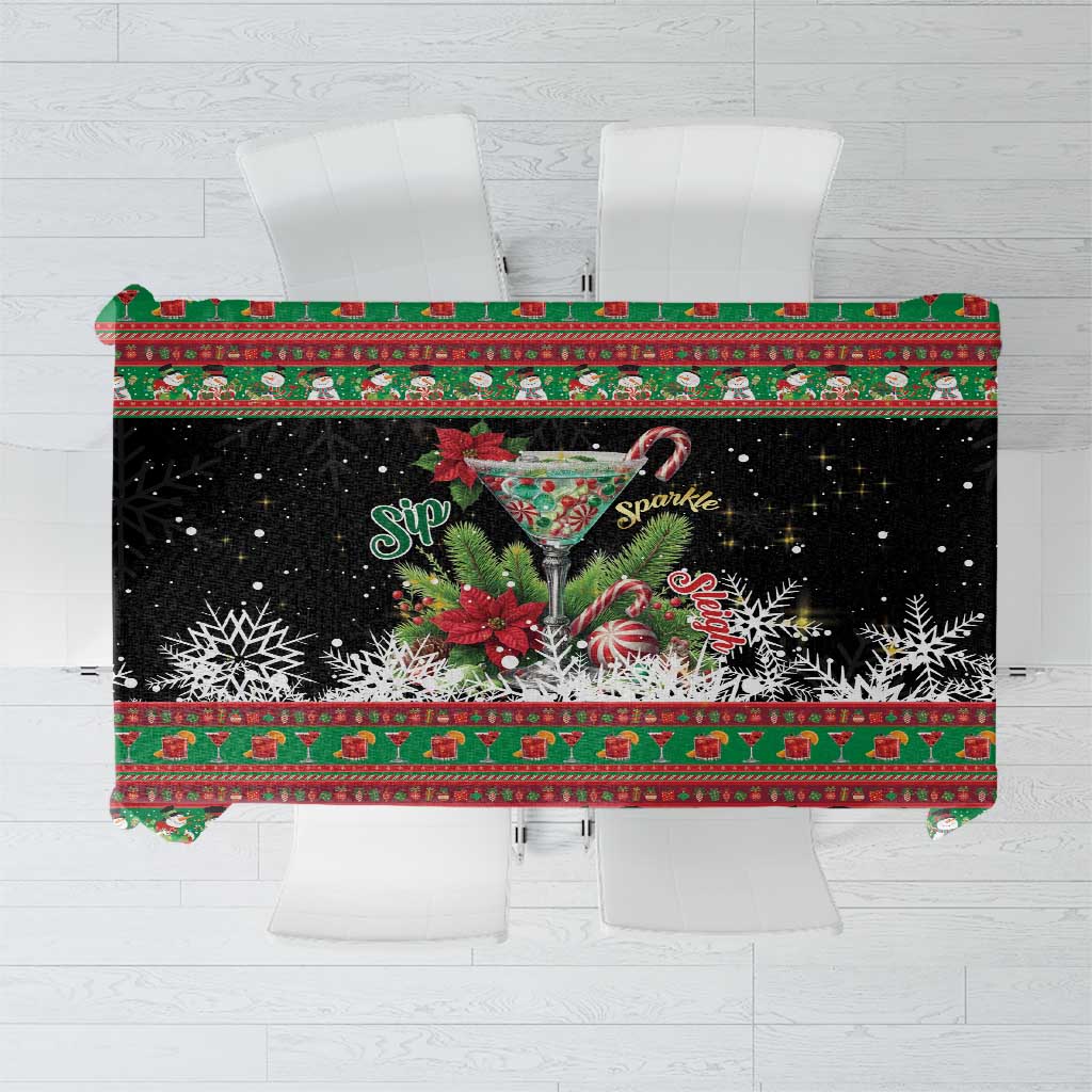 Sip Sparkle Sleigh Christmas Margarita Tablecloth Funny Christmas Spirit - Wonder Print Shop