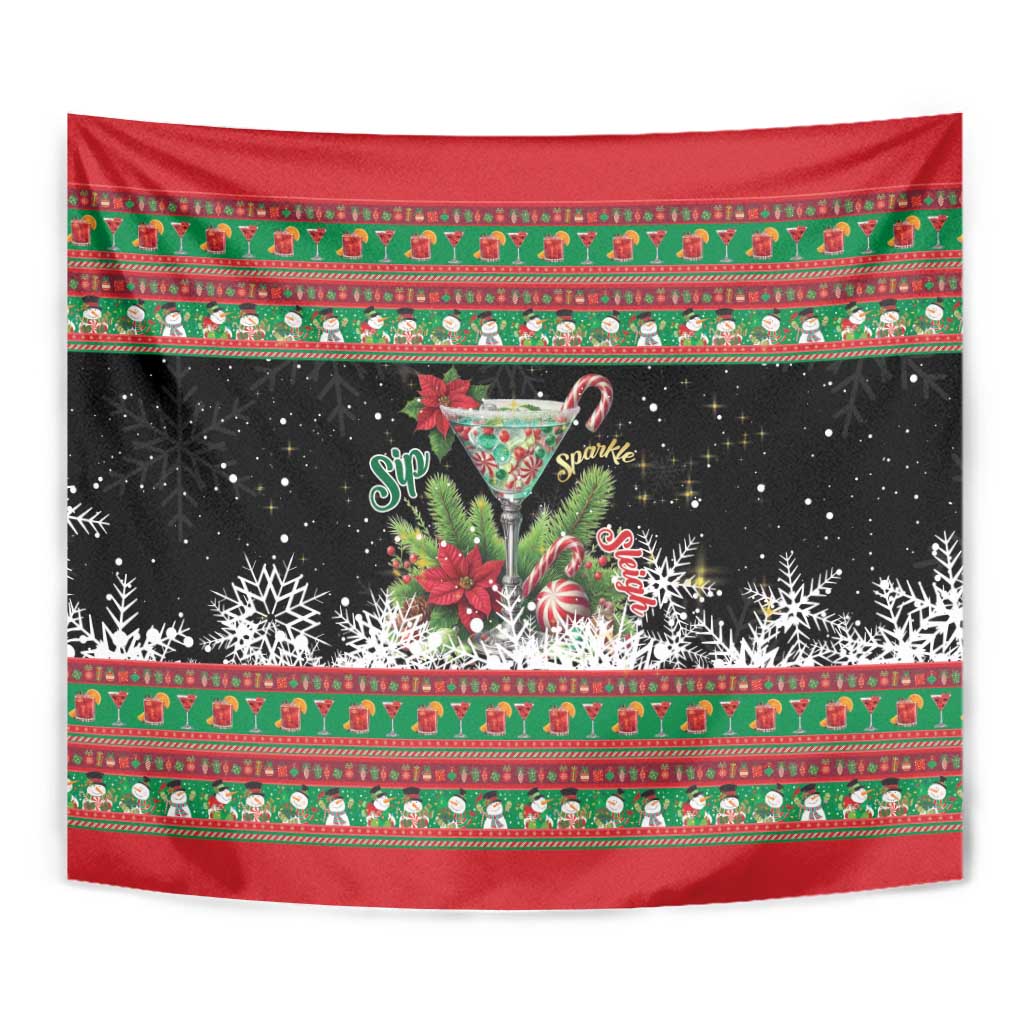 Sip Sparkle Sleigh Christmas Margarita Tapestry Funny Christmas Spirit - undefined