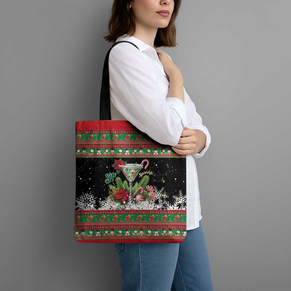 Sip Sparkle Sleigh Christmas Margarita Tote Bag Funny Christmas Spirit - Wonder Print Shop