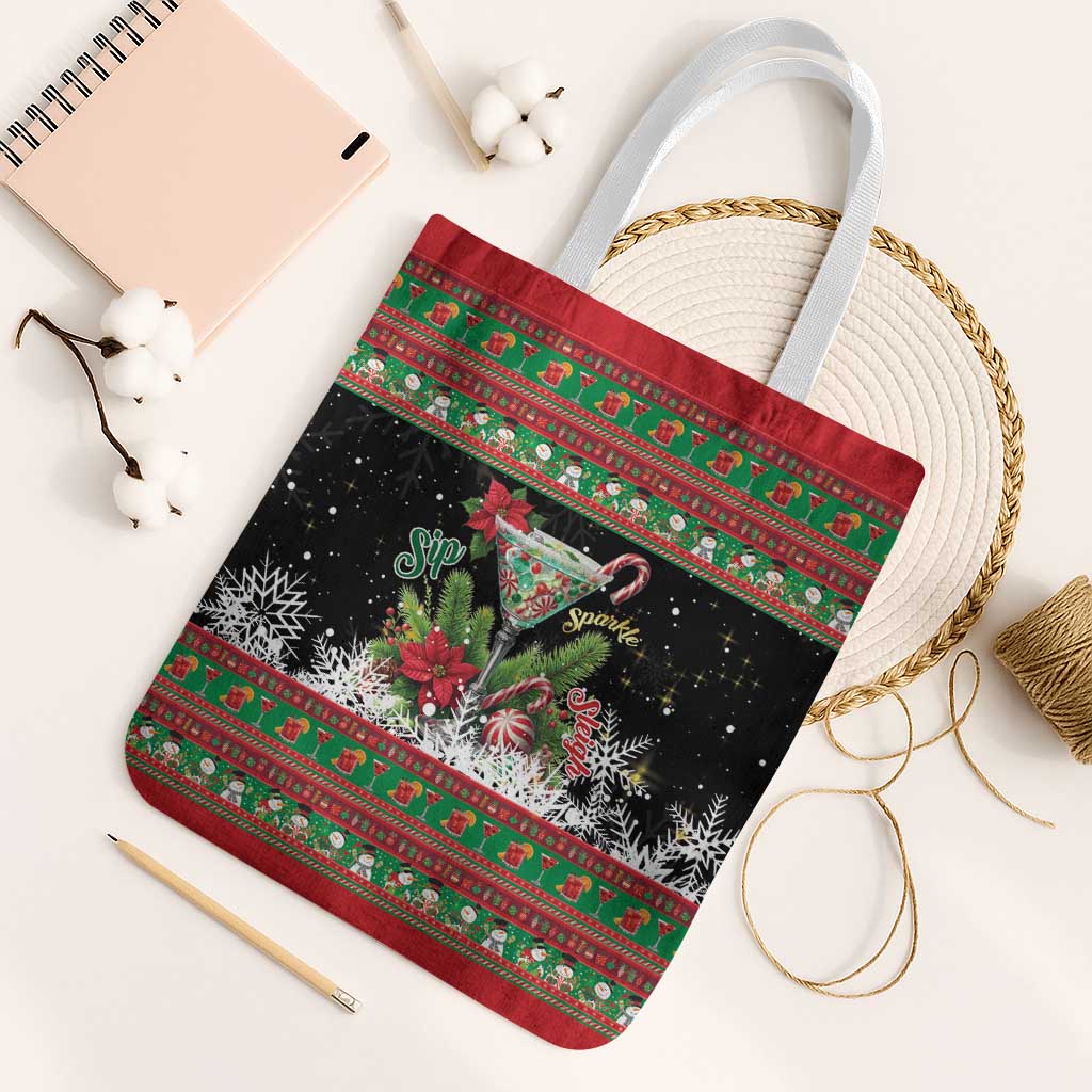 Sip Sparkle Sleigh Christmas Margarita Tote Bag Funny Christmas Spirit - Wonder Print Shop