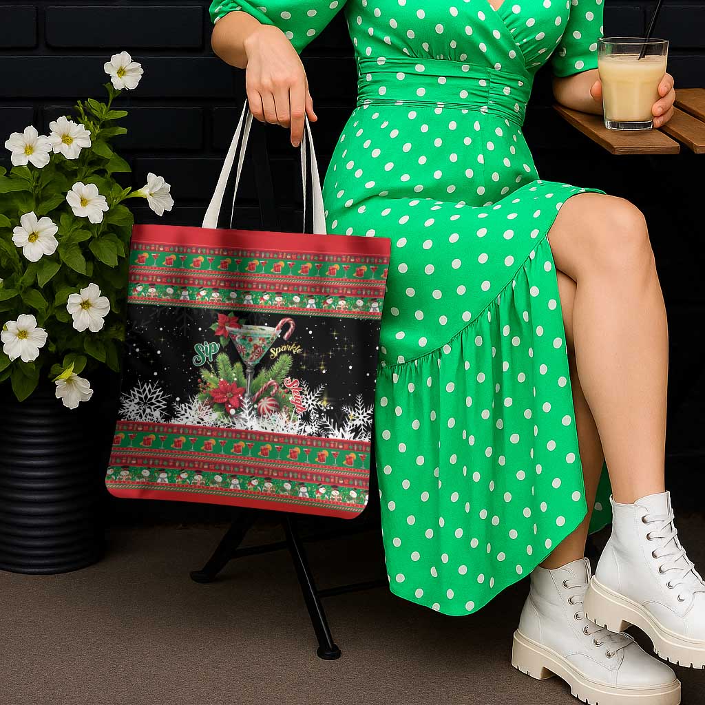 Sip Sparkle Sleigh Christmas Margarita Tote Bag Funny Christmas Spirit - Wonder Print Shop