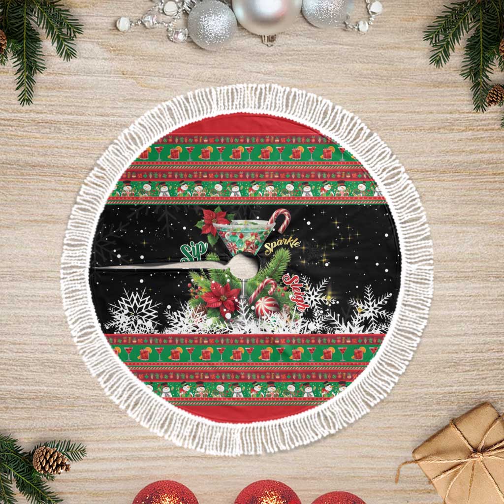 Sip Sparkle Sleigh Christmas Margarita Tree Skirt Funny Christmas Spirit - Wonder Print Shop