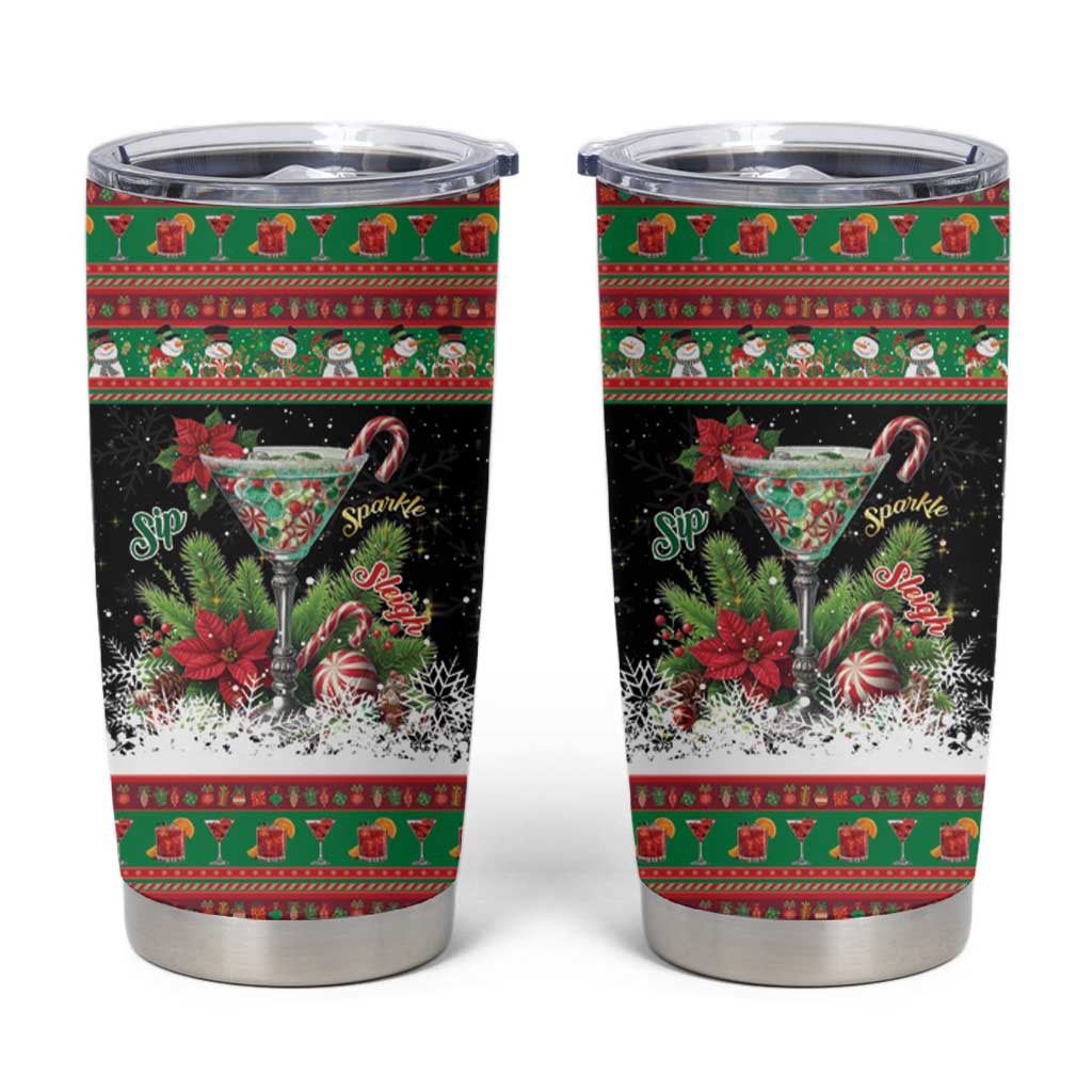 Sip Sparkle Sleigh Christmas Margarita Tumbler Cup Funny Christmas Spirit - Wonder Print Shop
