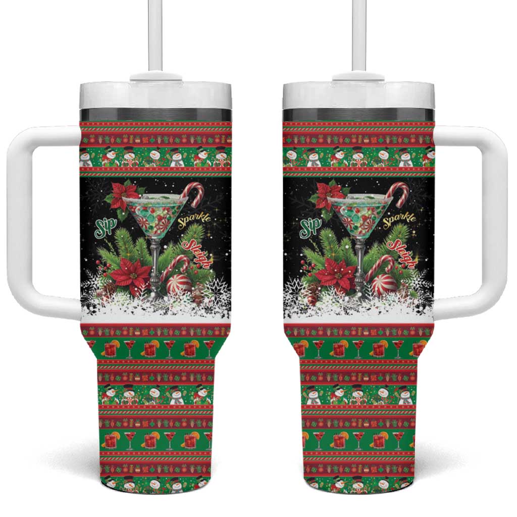 Sip Sparkle Sleigh Christmas Margarita Tumbler With Handle Funny Christmas Spirit - undefined
