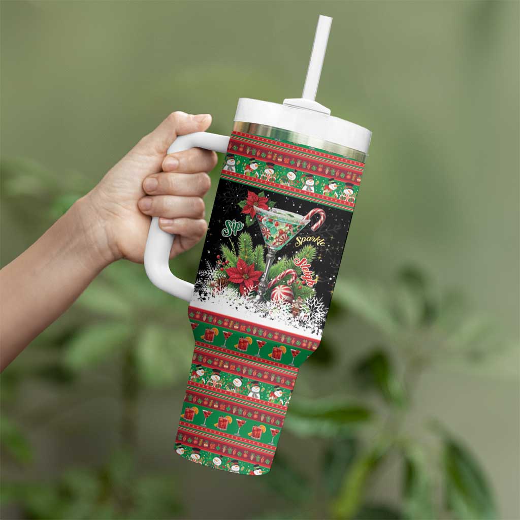 Sip Sparkle Sleigh Christmas Margarita Tumbler With Handle Funny Christmas Spirit - undefined