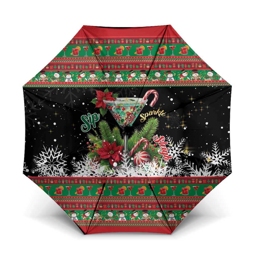 Sip Sparkle Sleigh Christmas Margarita Umbrella Funny Christmas Spirit - Wonder Print Shop