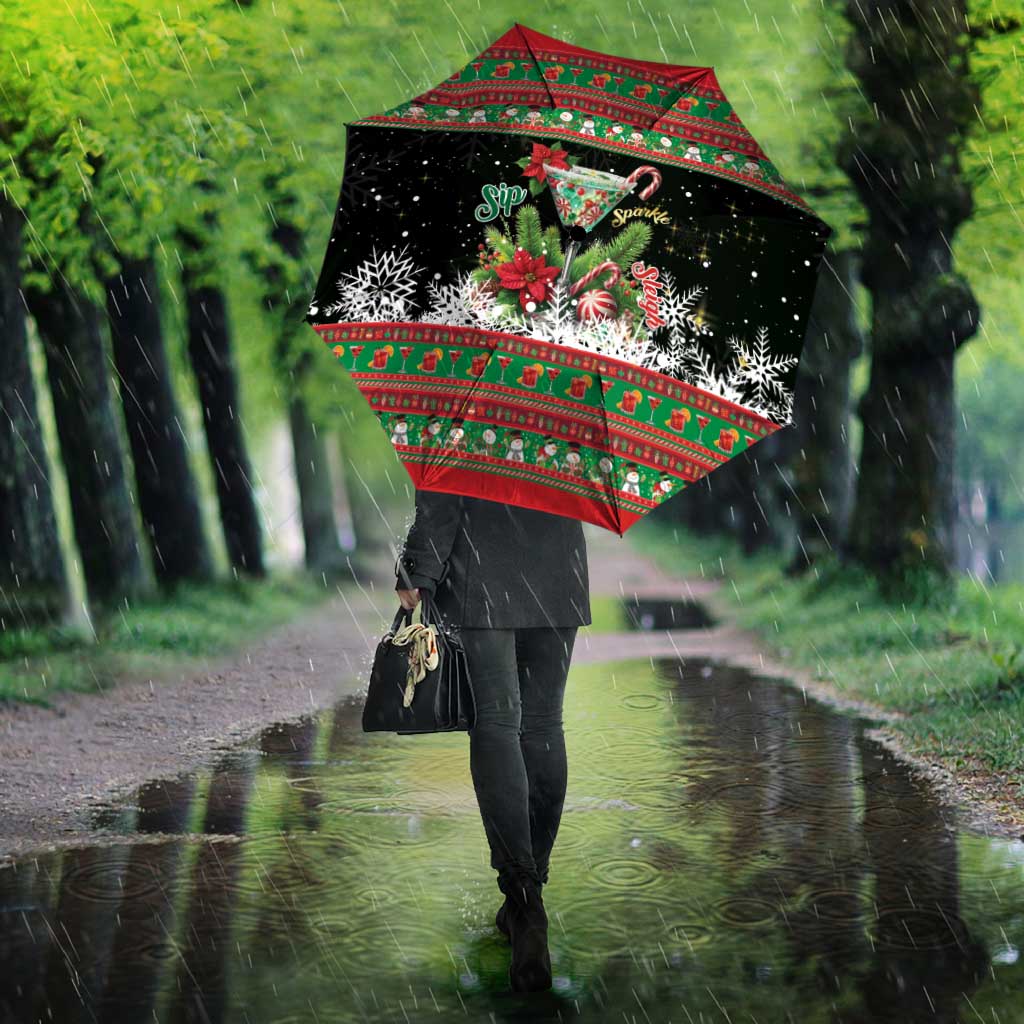 Sip Sparkle Sleigh Christmas Margarita Umbrella Funny Christmas Spirit - Wonder Print Shop