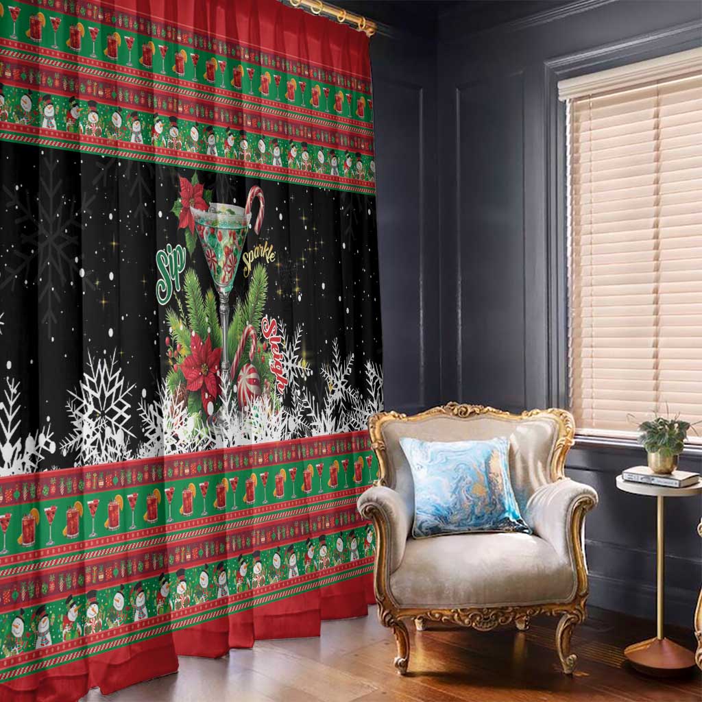 Sip Sparkle Sleigh Christmas Margarita Window Curtain Funny Christmas Spirit - Wonder Print Shop