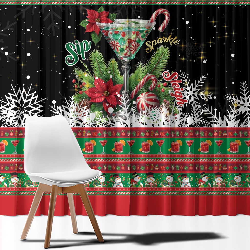 Sip Sparkle Sleigh Christmas Margarita Window Curtain Funny Christmas Spirit - Wonder Print Shop