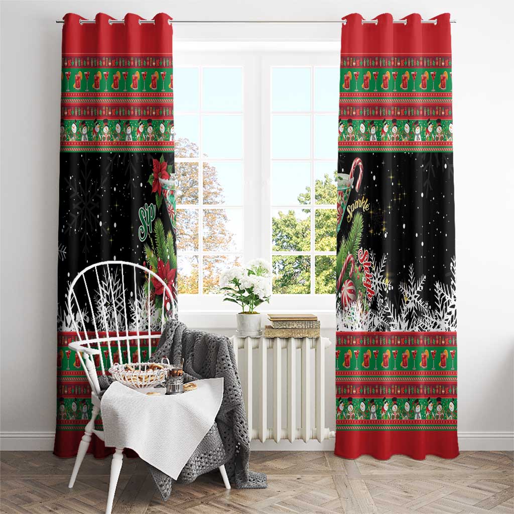 Sip Sparkle Sleigh Christmas Margarita Window Curtain Funny Christmas Spirit - Wonder Print Shop