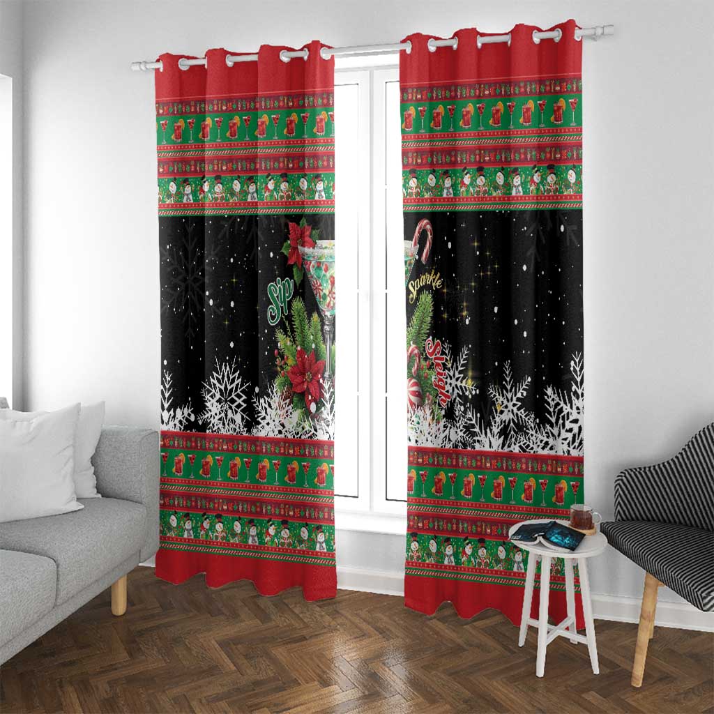 Sip Sparkle Sleigh Christmas Margarita Window Curtain Funny Christmas Spirit - Wonder Print Shop